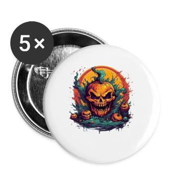 Bad Pumpkin Böser Kürbis Halloween - Buttons groß 56 mm (5er Pack) - Weiß - Vorne