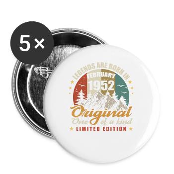 Les légendes originales sont nées en février 1952 - LE - Lot de 5 grands badges (56 mm) - blanc - Devant