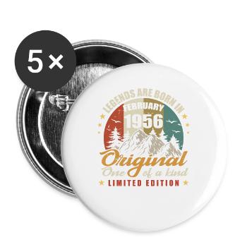 Originelle Legenden werden im Februar 1956 🎉 geboren - Buttons groß 56 mm (5er Pack) - Weiß - Vorne