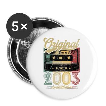 Vintage Anniversary 2003 Retro Cassette - Buttons large 2.2''/56 mm (5-pack) - white - Front