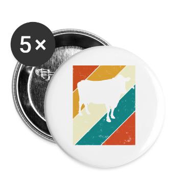 Kuh Retro Muh Landwirt Milch Bauernhof Geschenk - Buttons groß 56 mm (5er Pack) - Weiß - Vorne
