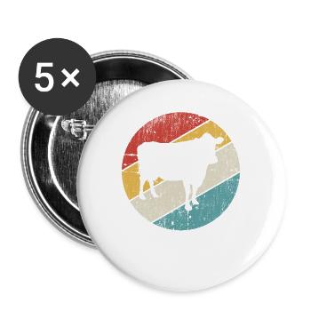 Cow Retro Moo Farmer Milk Farm Gift - Buttons large 2.2''/56 mm (5-pack) - white - Front