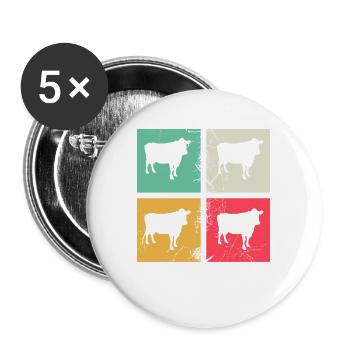 Cow Animal Farmer Moo Retro Farm Gift - Buttons large 2.2''/56 mm (5-pack) - white - Front