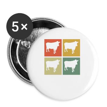 Cow Animal Farmer Moo Retro Farm Gift - Buttons large 2.2''/56 mm (5-pack) - white - Front