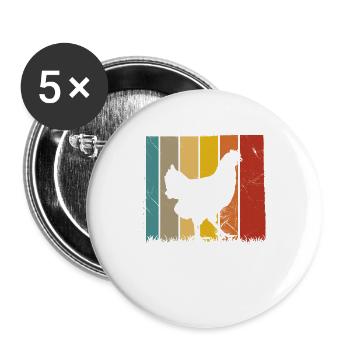 Poulet Poulets Coq Farmer Retro Farm Cadeau - Lot de 5 grands badges (56 mm) - blanc - Devant