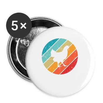 Poulets Retro Coq Farmer Retro Farm Cadeau - Lot de 5 grands badges (56 mm) - blanc - Devant
