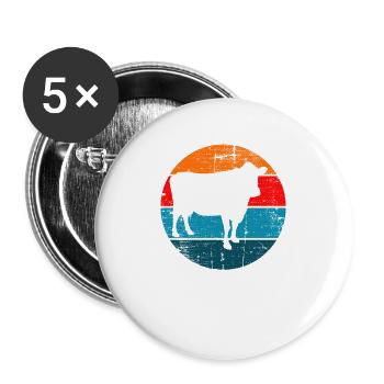 Kuh Retro Muh Landwirt Milch Bauernhof Geschenk - Buttons groß 56 mm (5er Pack) - Weiß - Vorne
