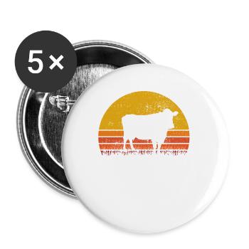 Cow Animal Farmer Moo Retro Farm Gift - Buttons large 2.2''/56 mm (5-pack) - white - Front