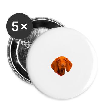 Vorsicht - Bissiges Frauchen - Vizsla - Buttons groß 56 mm (5er Pack) - Weiß - Vorne