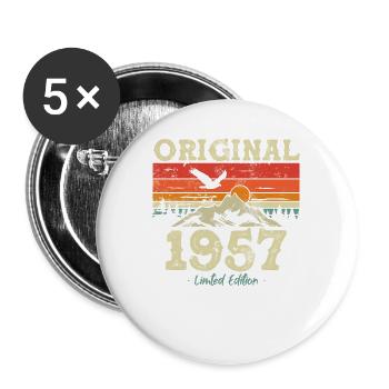 Vintage Birthday Gift 1957 - Buttons large 2.2''/56 mm (5-pack) - white - Front