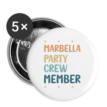 Marbella Party Crew - Lot de 5 grands badges (56 mm) - blanc - Devant
