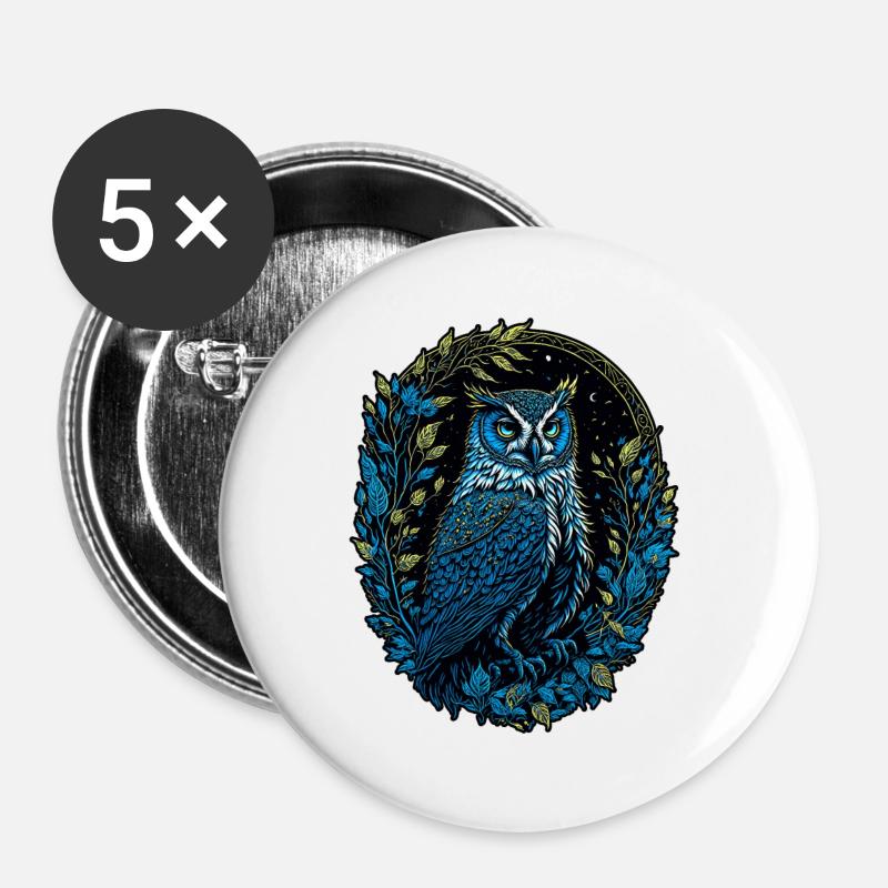 Eagle owl - Buttons large 2.2''/56 mm (5-pack) - white