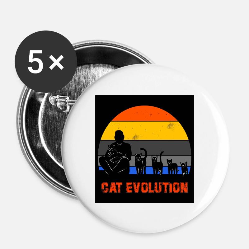 Évolution du chat - Lot de 5 grands badges (56 mm) - blanc