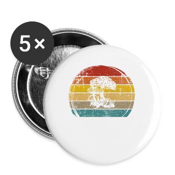 Pilz Pilze Steinpilz Fliegenpilz Retro Geschenk - Buttons groß 56 mm (5er Pack) - Weiß - Vorne