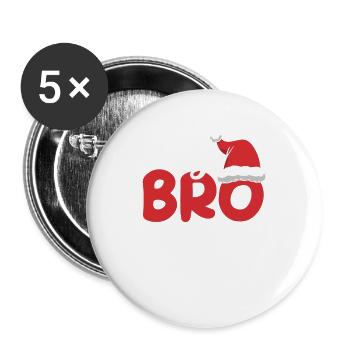 Big Bro Santa Bruder Weihnachten Familie Matching - Buttons groß 56 mm (5er Pack) - Weiß - Vorne