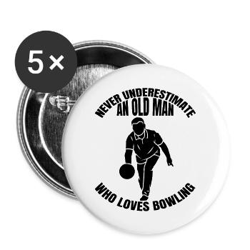 Bowling Bowling Club Bowling Bowler Bowling Club - Buttons large 2.2''/56 mm (5-pack) - white - Front