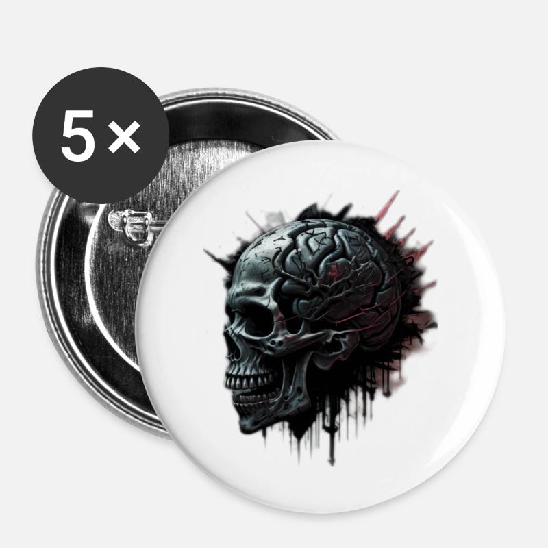 Skull - Buttons large 2.2''/56 mm (5-pack) - white
