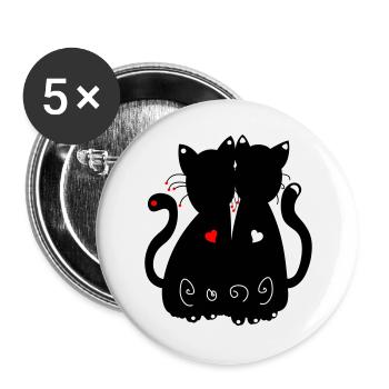 chats noirs - Lot de 5 grands badges (56 mm) - blanc - Devant