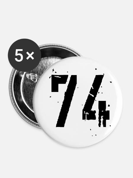 Nummer 74 - Buttons groß 56 mm (5er Pack) - Weiß