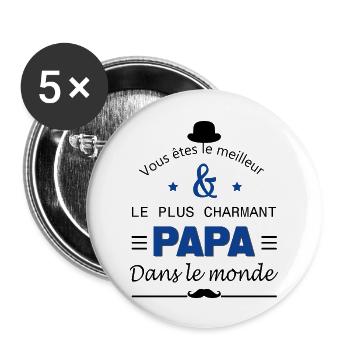 Papa parfait - Lot de 5 grands badges (56 mm) - blanc - Devant