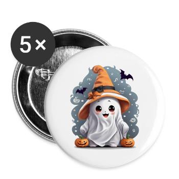 Ghosti - Buttons groß 56 mm (5er Pack) - Weiß - Vorne