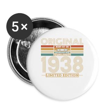 Ursprüngliches Geschenk 1938, 85/86 Jahre - Buttons groß 56 mm (5er Pack) - Weiß - Vorne
