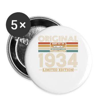 Original birthday present 1934 89/90 years - Buttons large 2.2''/56 mm (5-pack) - white - Front