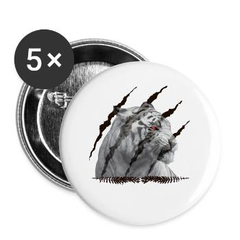 Tiger Schwarz - Buttons groß 56 mm (5er Pack) - Weiß - Vorne