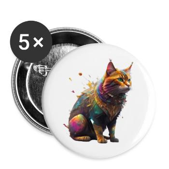 Amour du chat - Lot de 5 grands badges (56 mm) - blanc - Devant