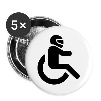 Rollstuhlfahrer mit Helm für WCMX-Rolle* - Buttons groß 56 mm (5er Pack) - Weiß - Vorne