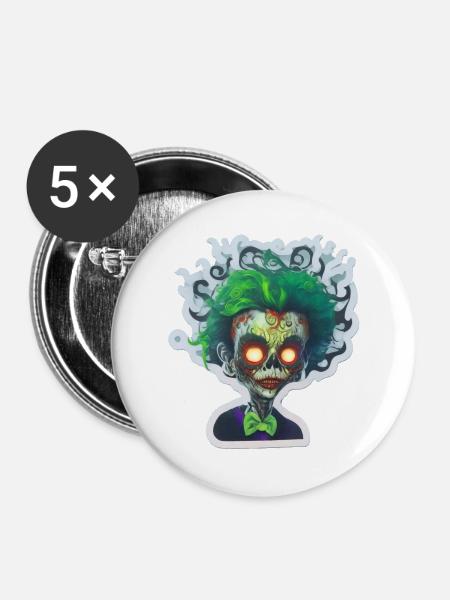 Zombieclown - Buttons groß 56 mm (5er Pack) - Weiß