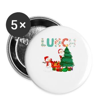 Lunch Lady Funny Christmas Tree Christmas - Buttons large 2.2''/56 mm (5-pack) - white - Front