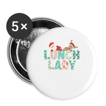 Lunch Lady Funny Christmas Tree Christmas - Buttons large 2.2''/56 mm (5-pack) - white - Front