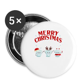 Joyeux Noël Que toutes vos dents soient blanches - Lot de 5 grands badges (56 mm) - blanc - Devant
