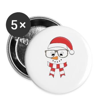 Drôle de Noël Bonhomme de neige Face Léopard - Lot de 5 grands badges (56 mm) - blanc - Devant