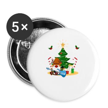 Guitariste Basse Gnome Funny Christmas Tree - Lot de 5 grands badges (56 mm) - blanc - Devant