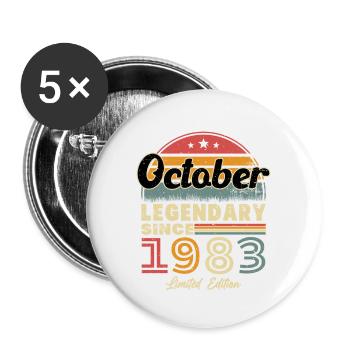 Vintage Retro Oktober 1983 Geburtstagsgeschenk - Buttons groß 56 mm (5er Pack) - Weiß - Vorne