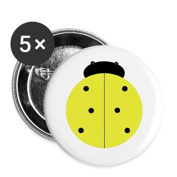 Coccinelle Jaune à Points Noirs - Lot de 5 grands badges (56 mm) - blanc - Devant
