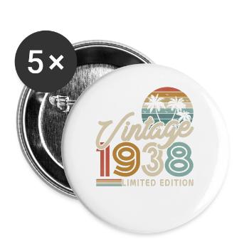 Vintage Geburtstagsgeschenk 1938 - Buttons groß 56 mm (5er Pack) - Weiß - Vorne