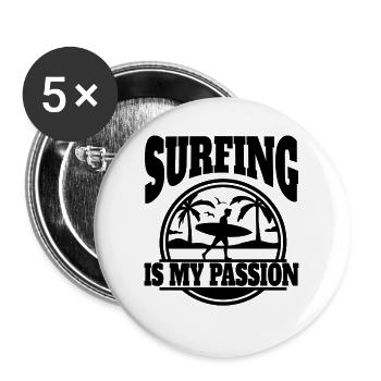 Surfer Surfbrett Wellenreiten surfen Surferin - Buttons groß 56 mm (5er Pack) - Weiß - Vorne
