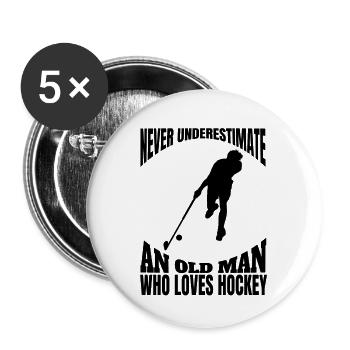 Hockey Feldhockey Geschenk Hockeyspieler Unihockey - Buttons groß 56 mm (5er Pack) - Weiß - Vorne