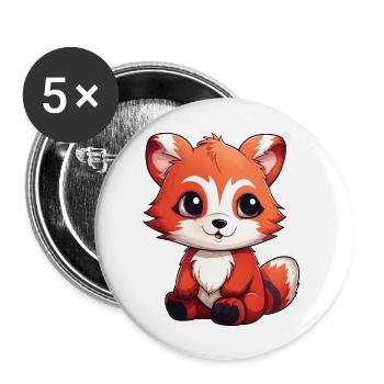 Red Panda Little Panda - Buttons large 2.2''/56 mm (5-pack) - white - Front