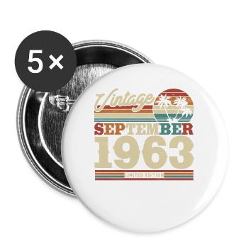 Vintage Birthday Gift 1963 - Buttons large 2.2''/56 mm (5-pack) - white - Front