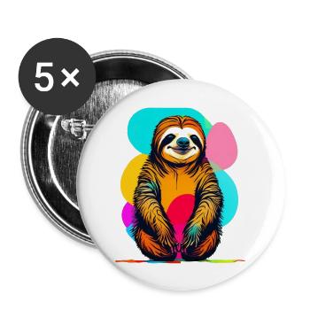 Faultier - Buttons groß 56 mm (5er Pack) - Weiß - Vorne