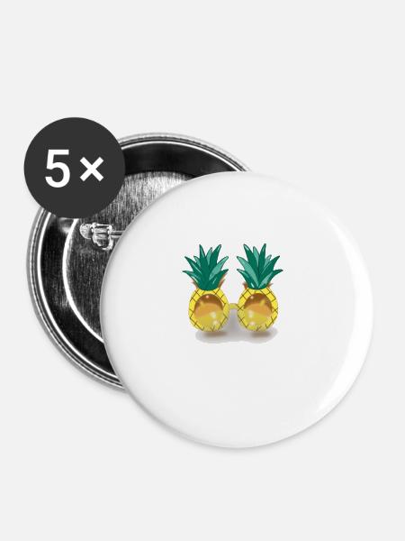 Ananas - Buttons groß 56 mm (5er Pack) - Weiß