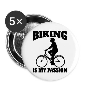Cycling Cycling Cycling Cyclists Cyclists - Buttons large 2.2''/56 mm (5-pack) - white - Front