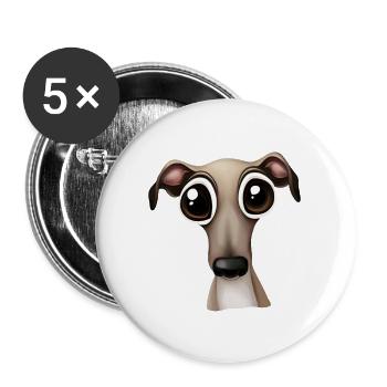 Adorable design de famille Greyhound - Lot de 5 grands badges (56 mm) - blanc - Devant