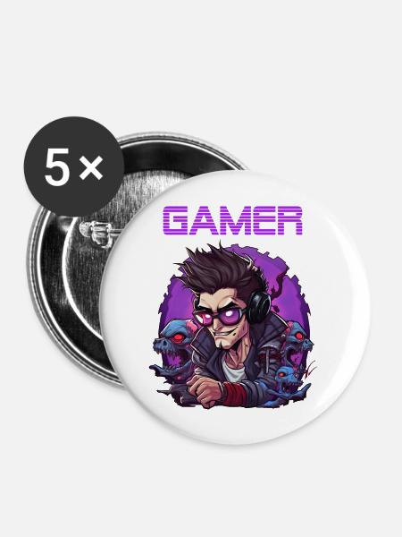Gamer - Buttons groß 56 mm (5er Pack) - Weiß
