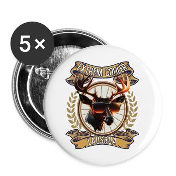 Lausbua Bayern Tirol ersatz Tracht Lederhosen - Buttons groß 56 mm (5er Pack) - Weiß - Vorne