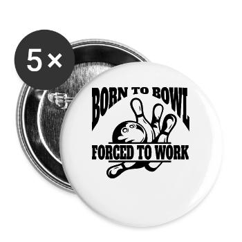 Bowling Skittles Bowler Bowling Club Bowling Club - Lot de 5 grands badges (56 mm) - blanc - Devant